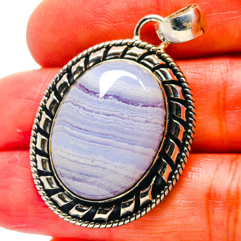 Blue Lace Agate Pendants handcrafted by Ana Silver Co - PD19010
