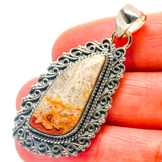 Crazy Lace Agate Pendants handcrafted by Ana Silver Co - PD19044