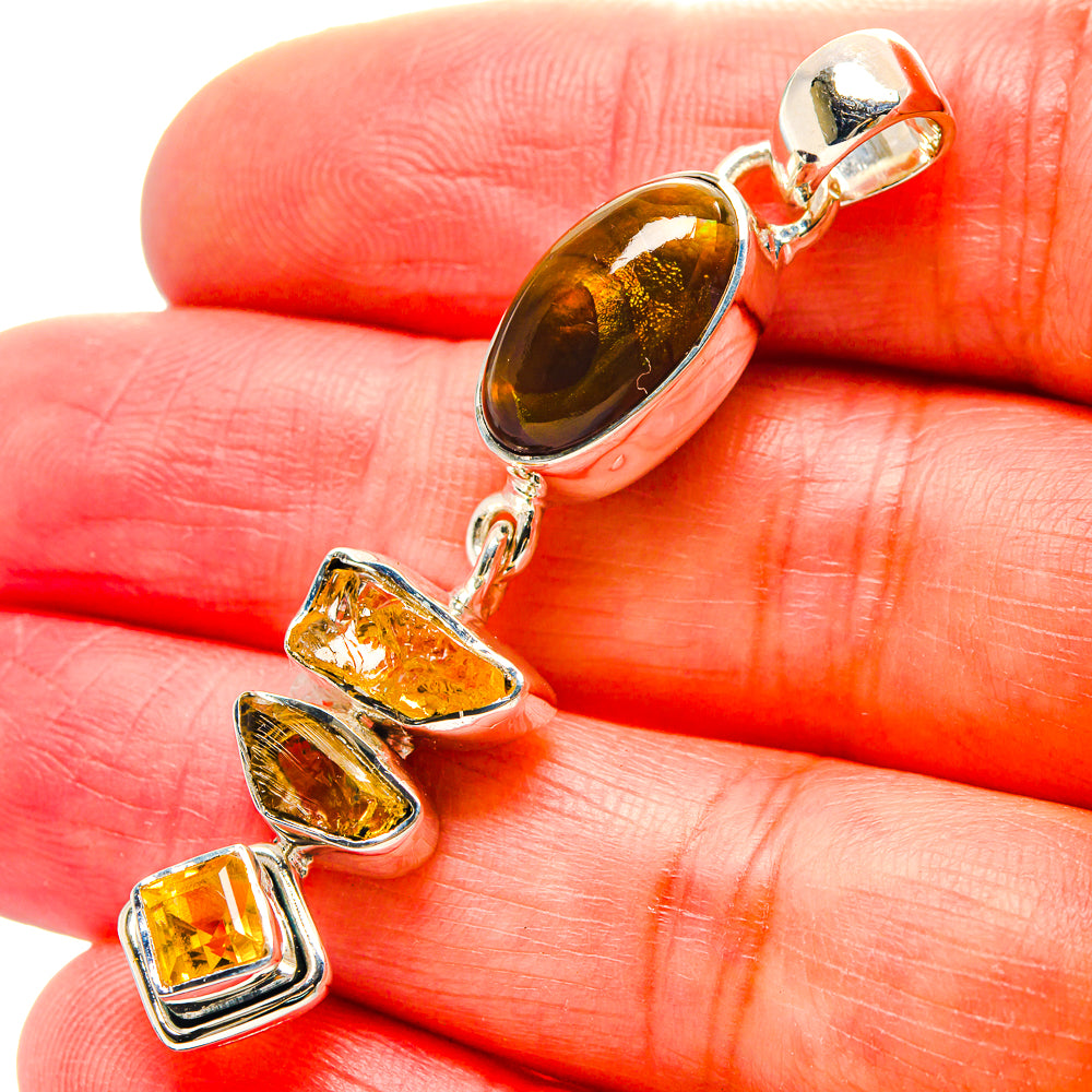 Mexican Fire Opal Pendants handcrafted by Ana Silver Co - PD19058