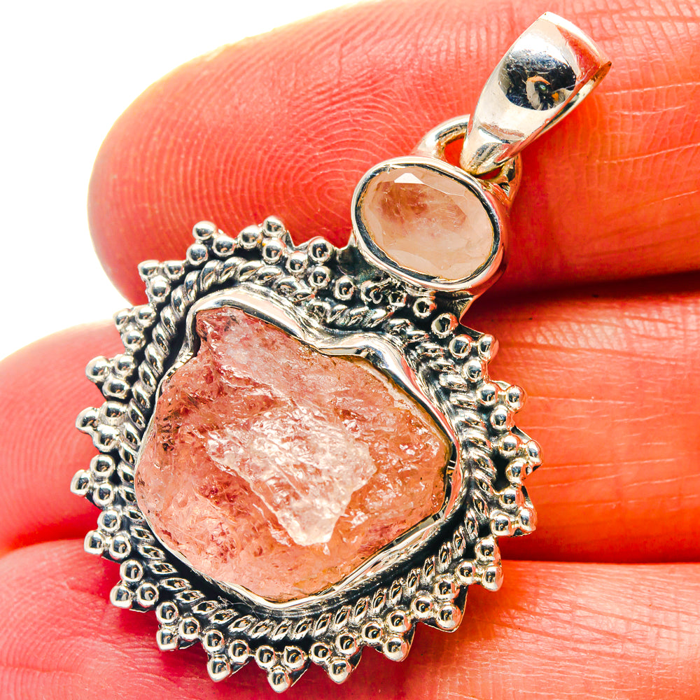 Rose Quartz Pendants handcrafted by Ana Silver Co - PD19067