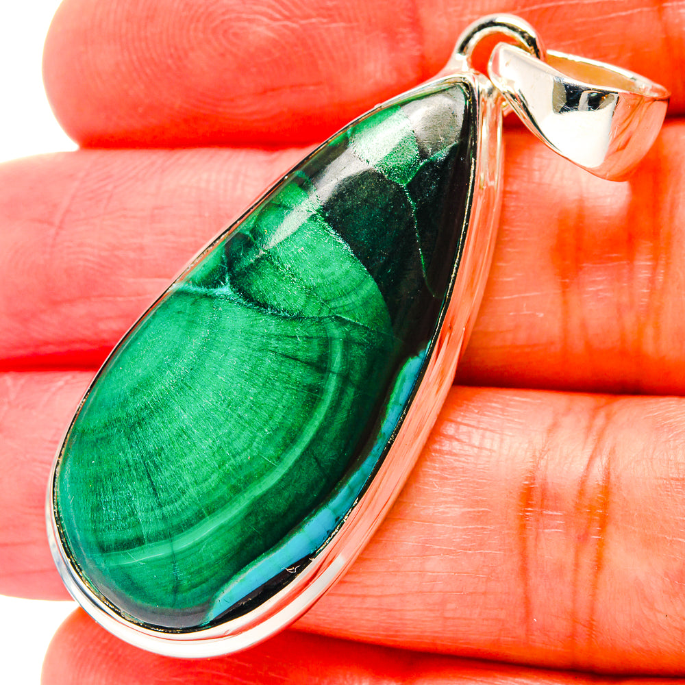 Malachite In Chrysocolla Pendants handcrafted by Ana Silver Co - PD19116