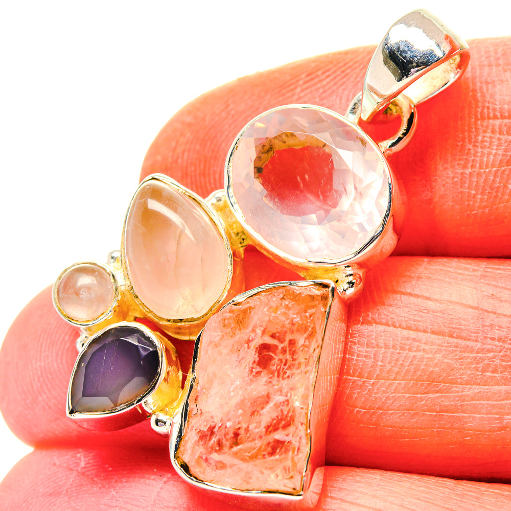 Rose Quartz Pendants handcrafted by Ana Silver Co - PD19184