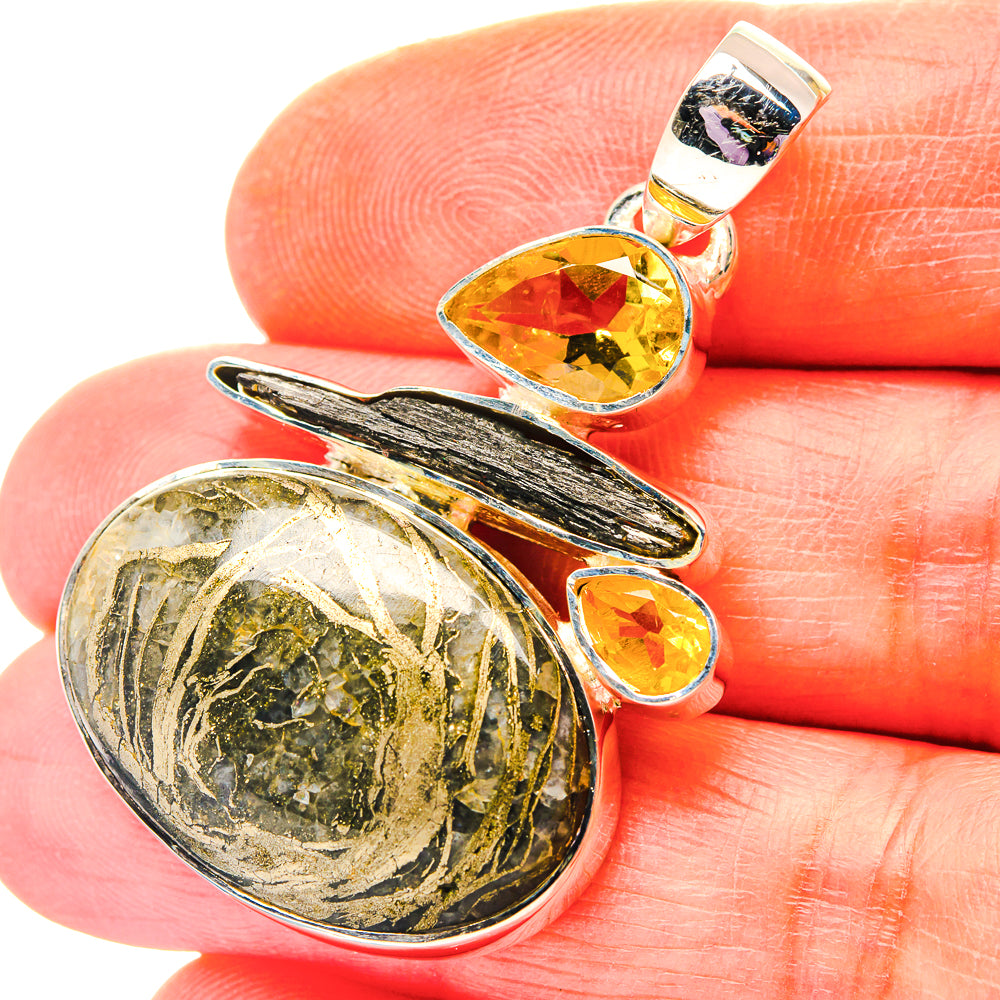 Pyrite Agate Pendants handcrafted by Ana Silver Co - PD19210