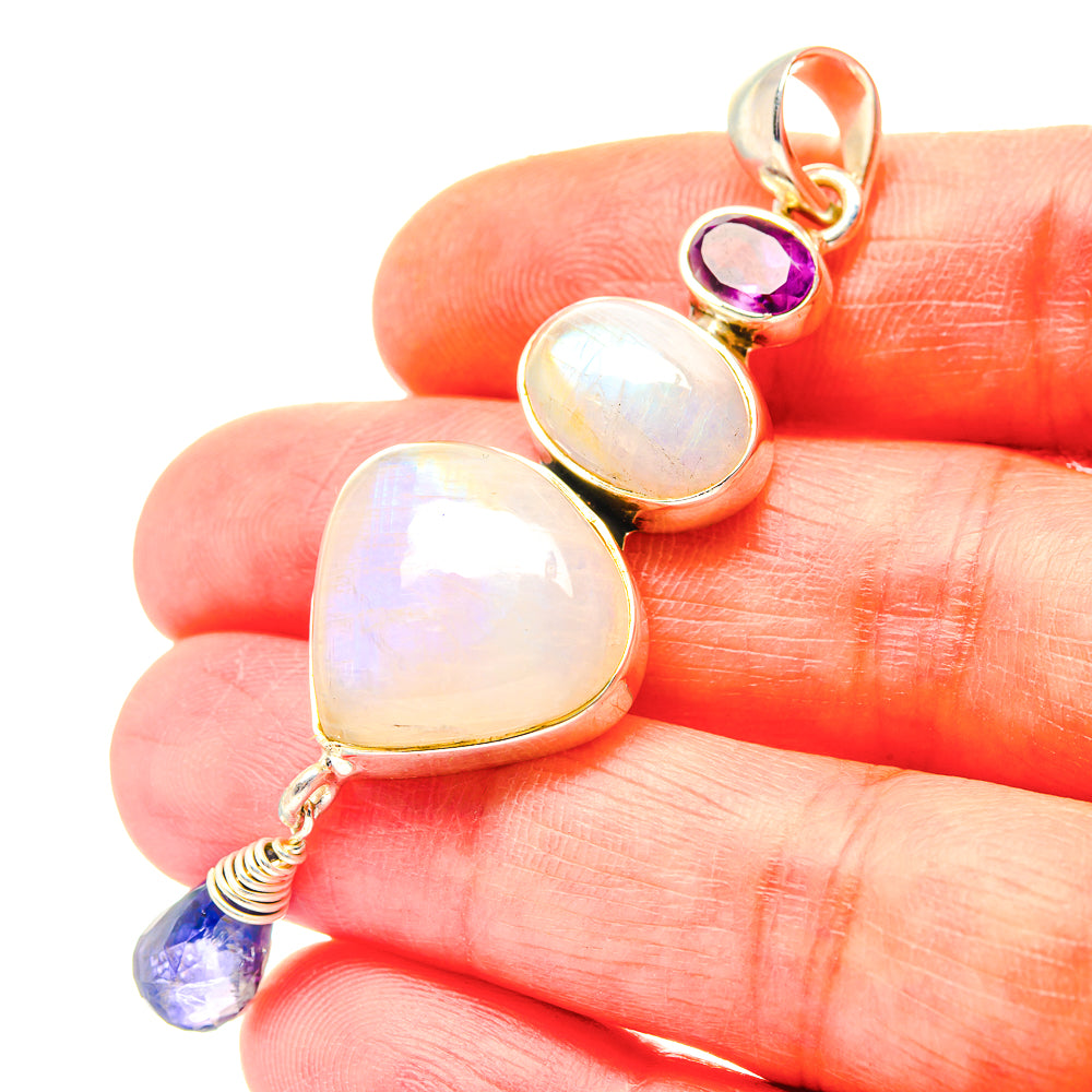 Rainbow Moonstone Pendants handcrafted by Ana Silver Co - PD19236