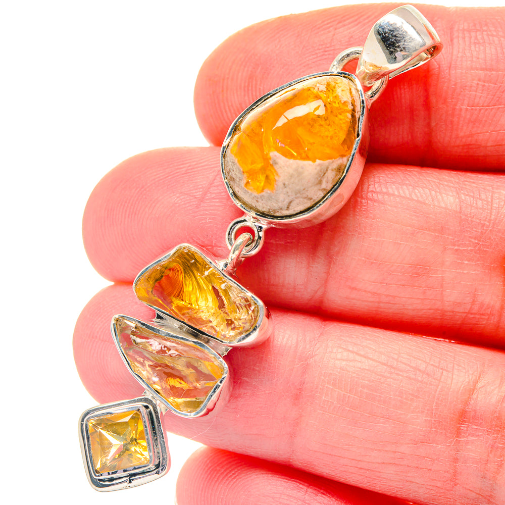 Mexican Fire Opal Pendants handcrafted by Ana Silver Co - PD19239