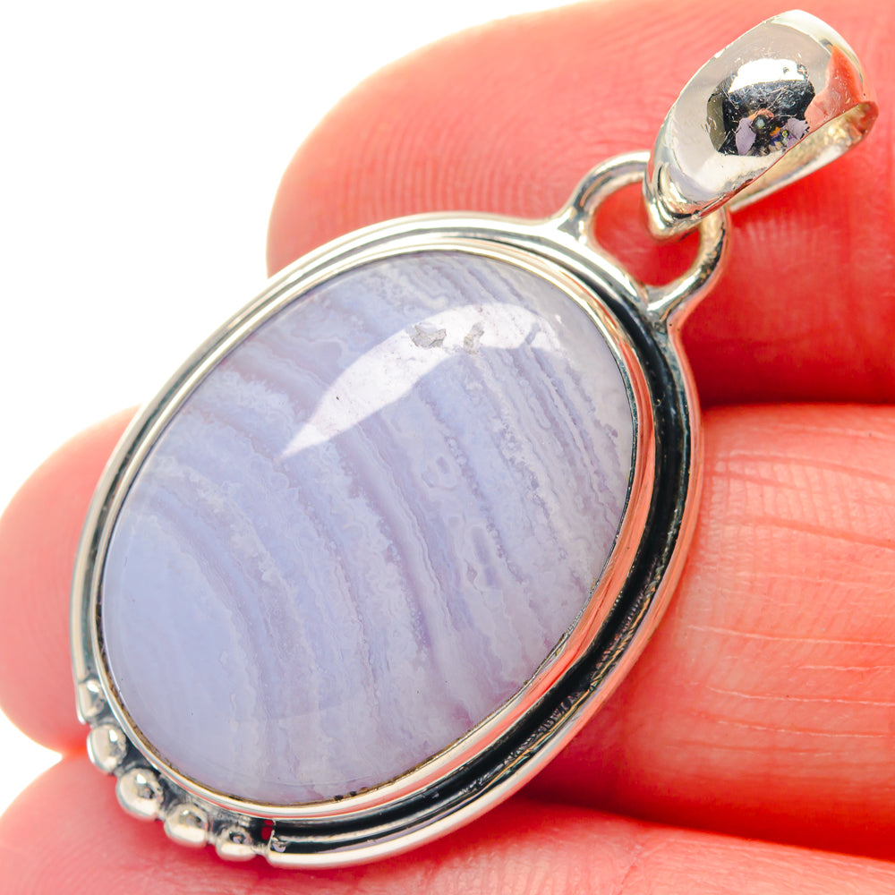 Blue Lace Agate Pendants handcrafted by Ana Silver Co - PD19321