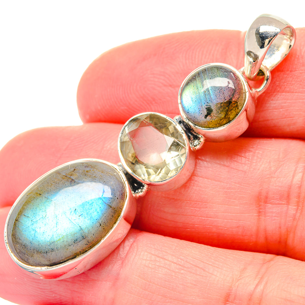 Rose Quartz, Amethyst Pendants handcrafted by Ana Silver Co - PD19444