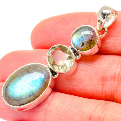 Rose Quartz, Amethyst Pendants handcrafted by Ana Silver Co - PD19444