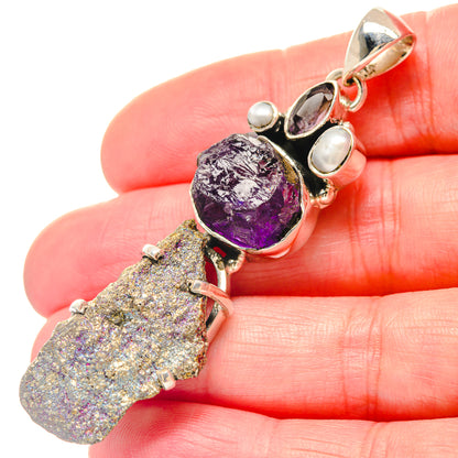 Pyrite Agate Pendants handcrafted by Ana Silver Co - PD19499