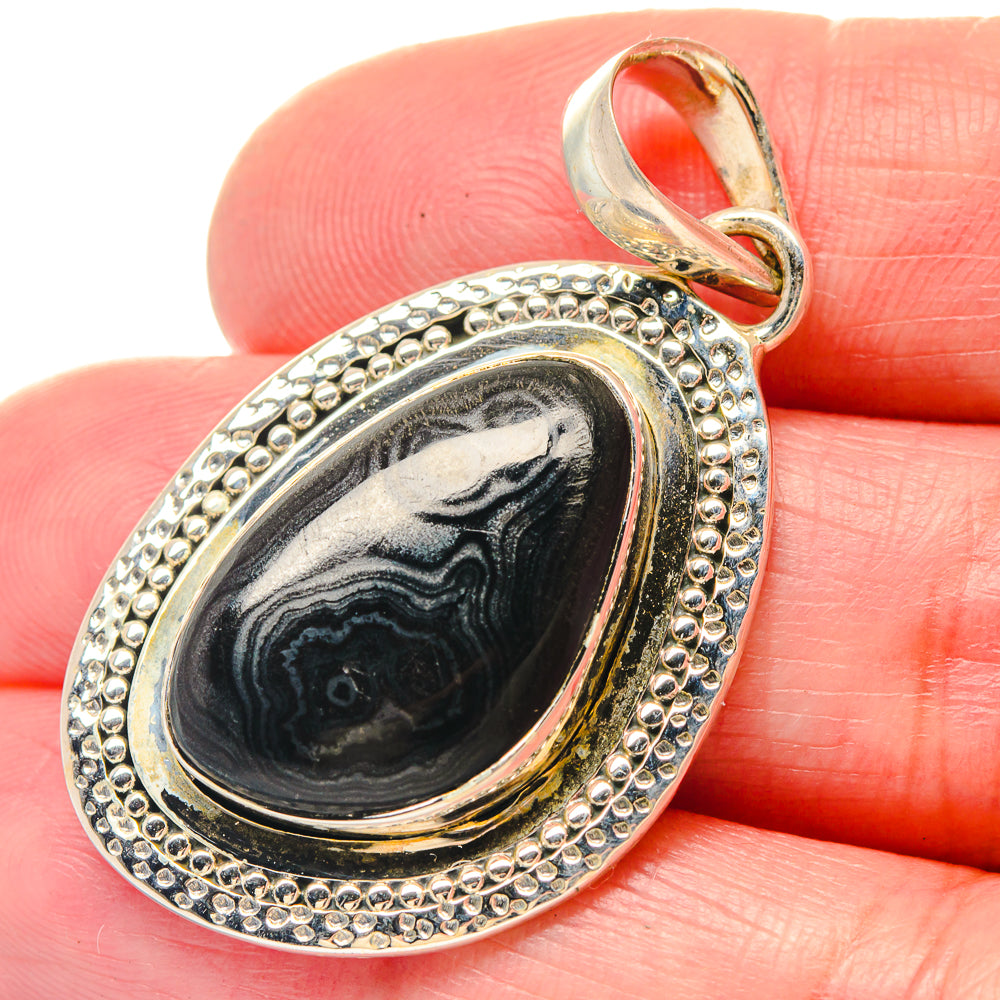 Black Tourmaline, White Quartz Pendants handcrafted by Ana Silver Co - PD19582