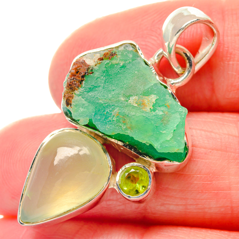 Tibetan Turquoise, Green Amethyst, Prehnite, Peridot Pendants handcrafted by Ana Silver Co - PD19619
