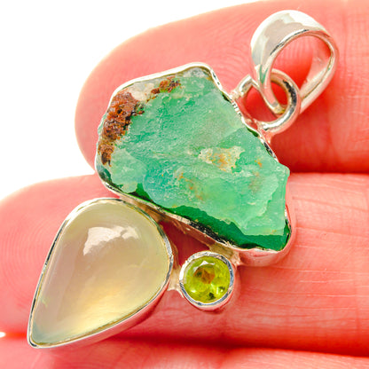 Tibetan Turquoise, Green Amethyst, Prehnite, Peridot Pendants handcrafted by Ana Silver Co - PD19619