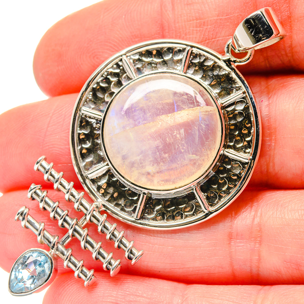 Rainbow Moonstone Pendants handcrafted by Ana Silver Co - PD19665