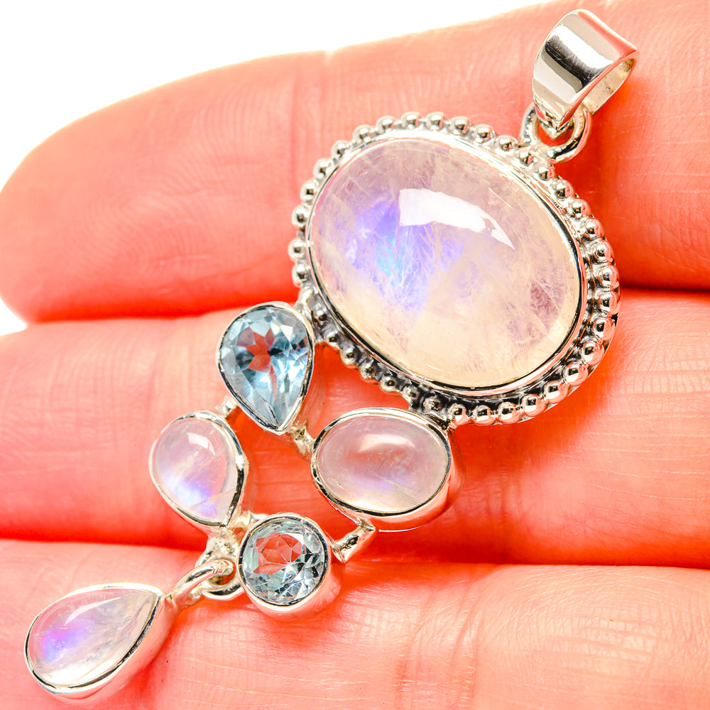Rainbow Moonstone Pendants handcrafted by Ana Silver Co - PD19667