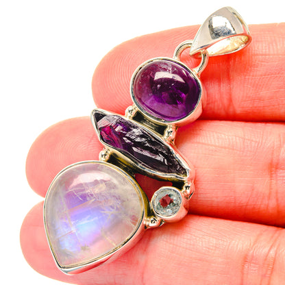 Rainbow Moonstone Pendants handcrafted by Ana Silver Co - PD19726