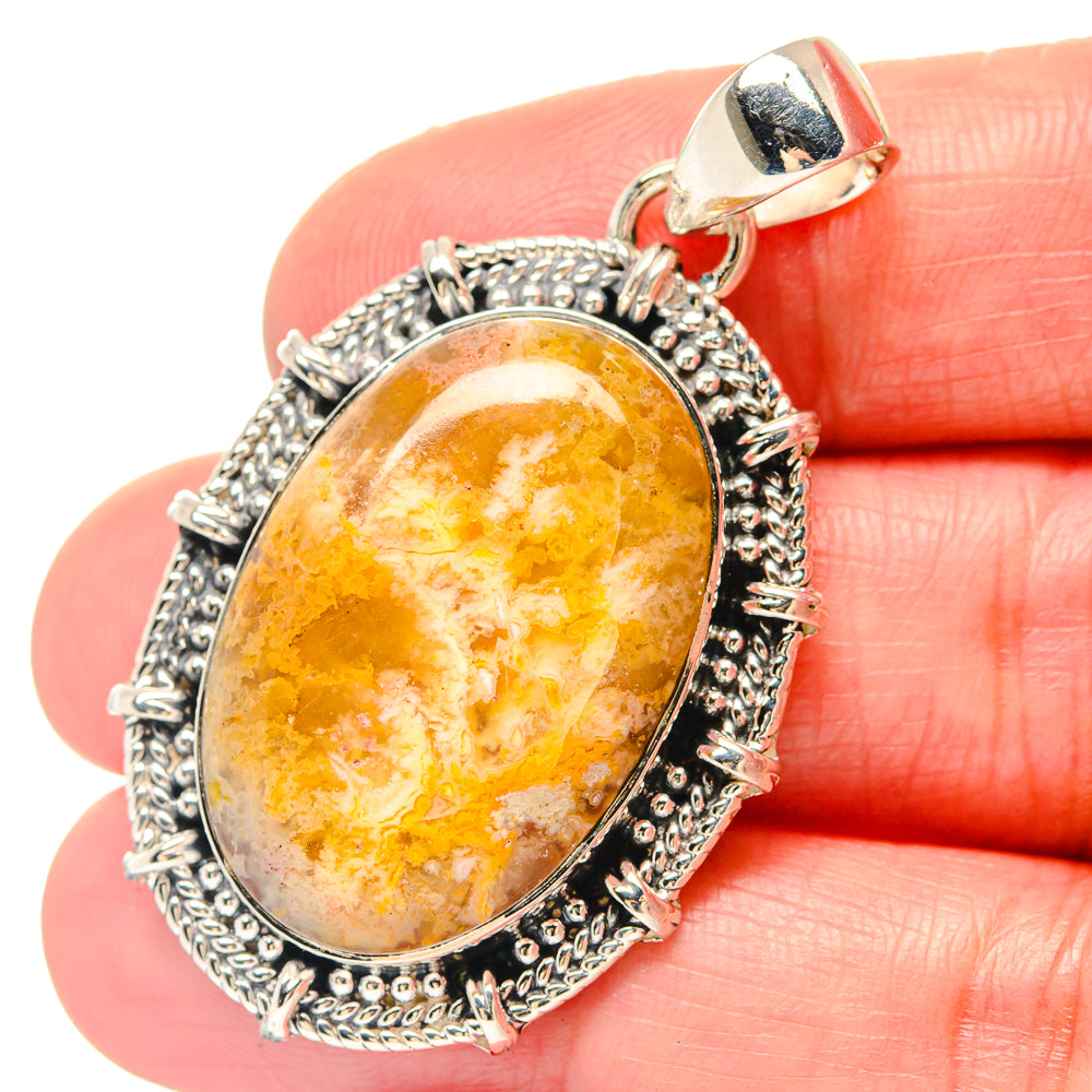 Plume Agate Pendants handcrafted by Ana Silver Co - PD19756