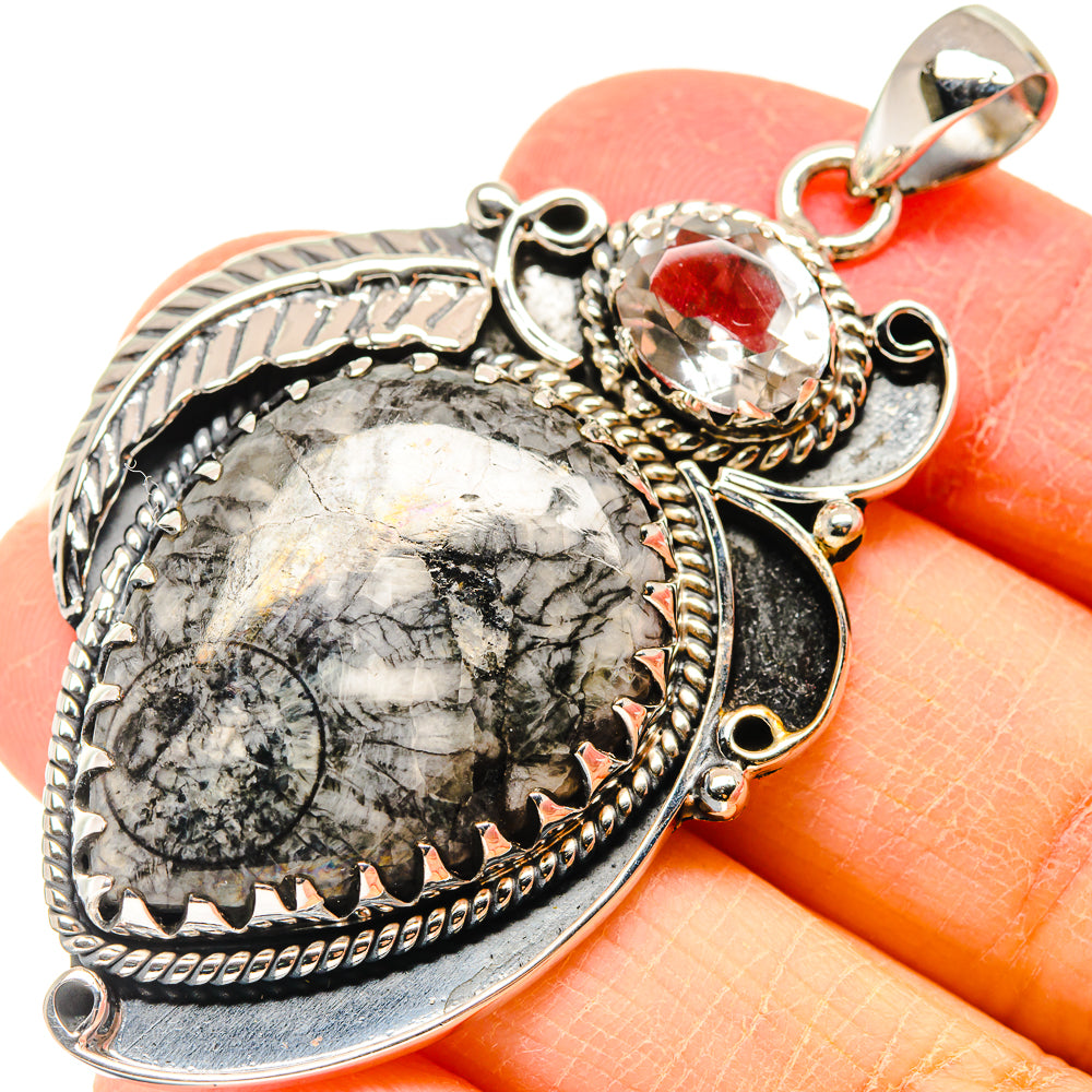 Pinolith Jasper, White Quartz Pendant 2 1/4