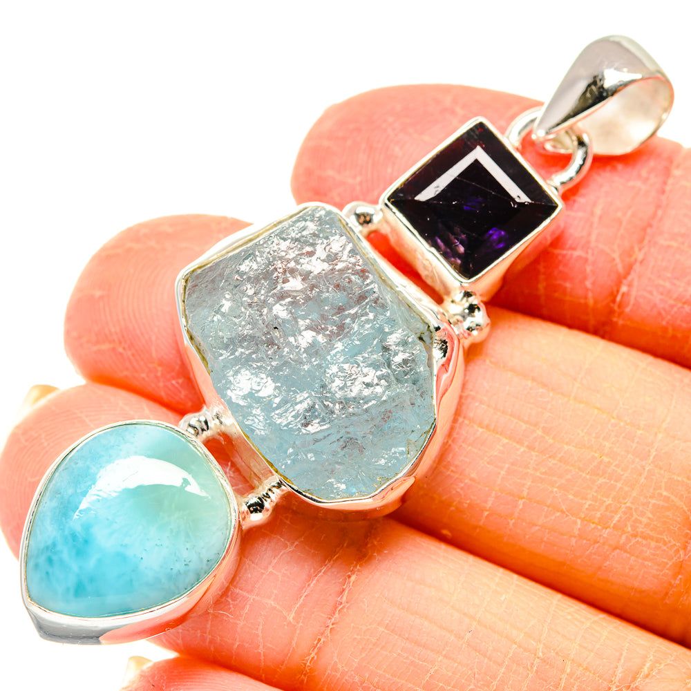 Aquamarine Pendants handcrafted by Ana Silver Co - PD19820