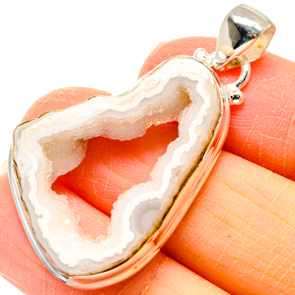 White Geode Slice Pendants handcrafted by Ana Silver Co - PD19834