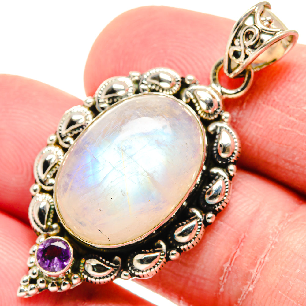 Rainbow Moonstone Pendants handcrafted by Ana Silver Co - PD19885