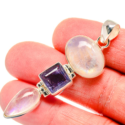 Rainbow Moonstone Pendants handcrafted by Ana Silver Co - PD19890