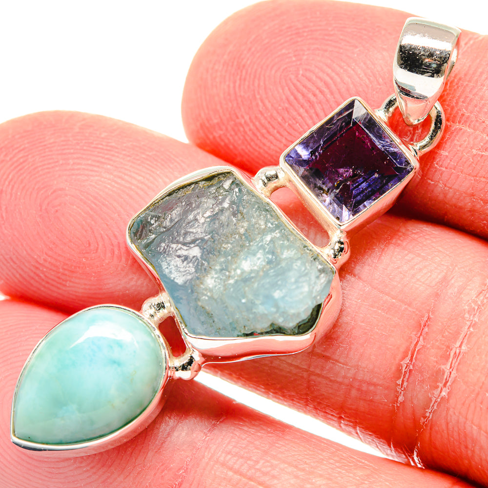 Aquamarine Pendants handcrafted by Ana Silver Co - PD19897