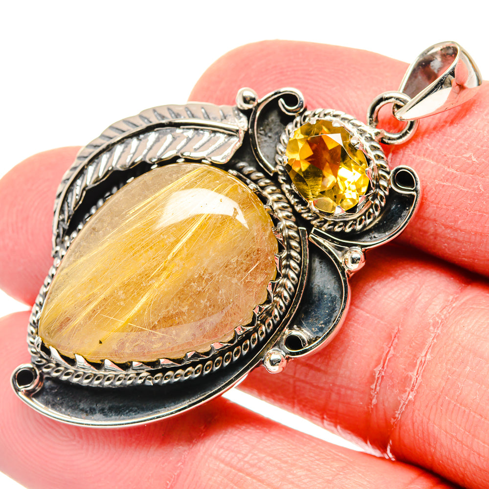 Rutilated Quartz Pendants handcrafted by Ana Silver Co - PD19901