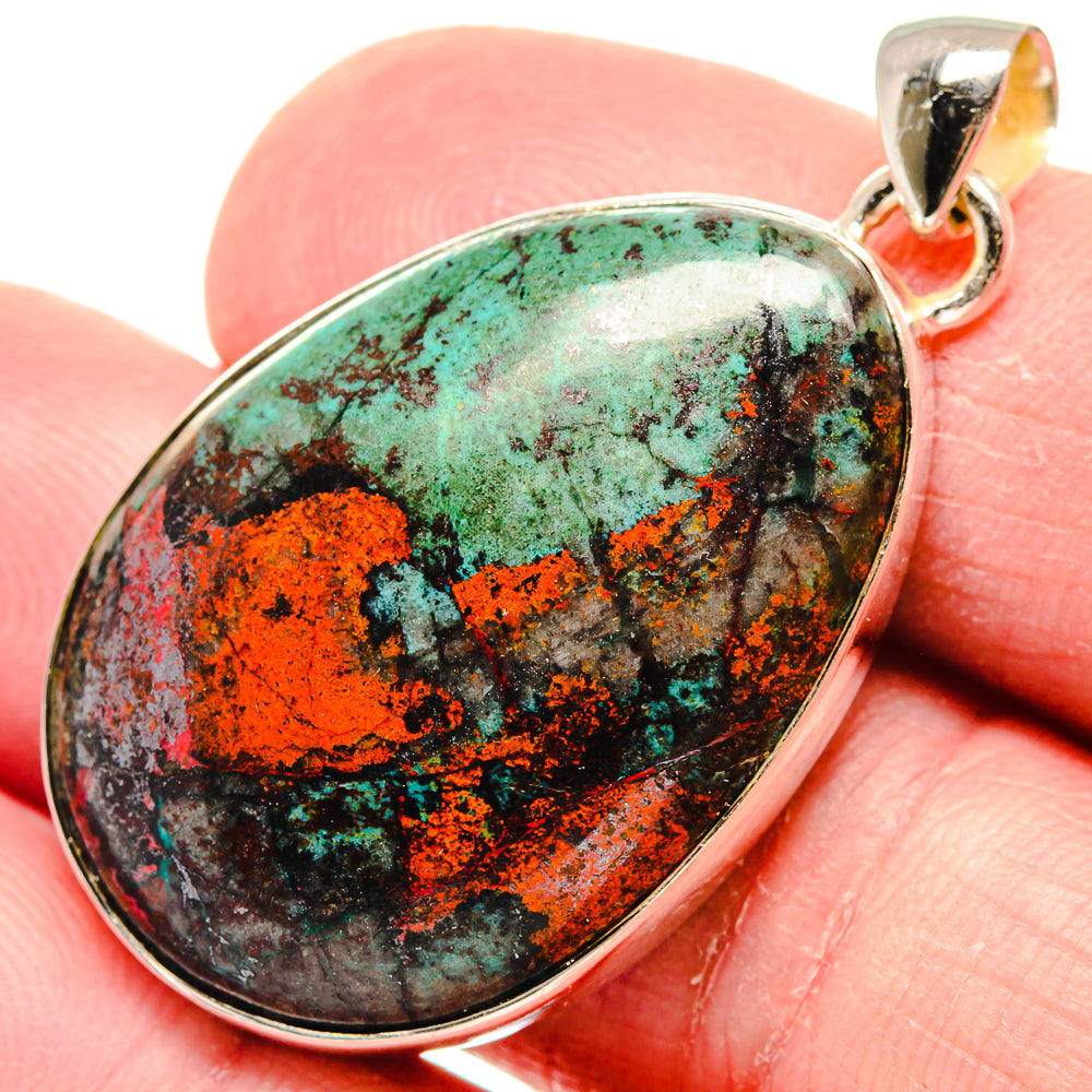 Teardrop pendant with multicolor Sonora sunrise stone in sterling silver bezel