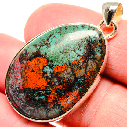 Teardrop pendant with multicolor Sonora sunrise stone in sterling silver bezel