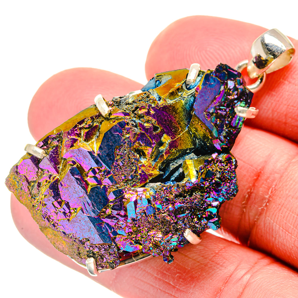 Titanium Sunshine Druzy Pendants handcrafted by Ana Silver Co - PD19969