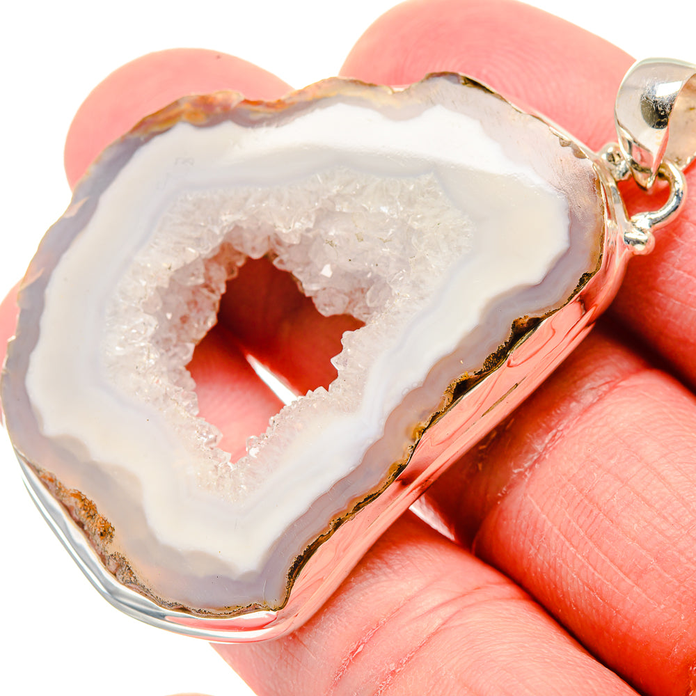 White Geode Slice Pendants handcrafted by Ana Silver Co - PD19970