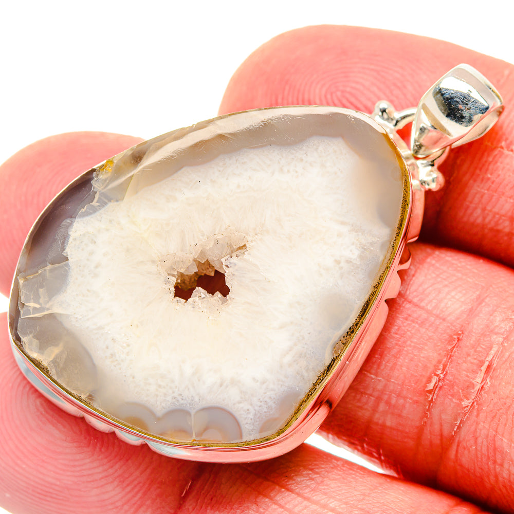 White Geode Slice Pendants handcrafted by Ana Silver Co - PD19999