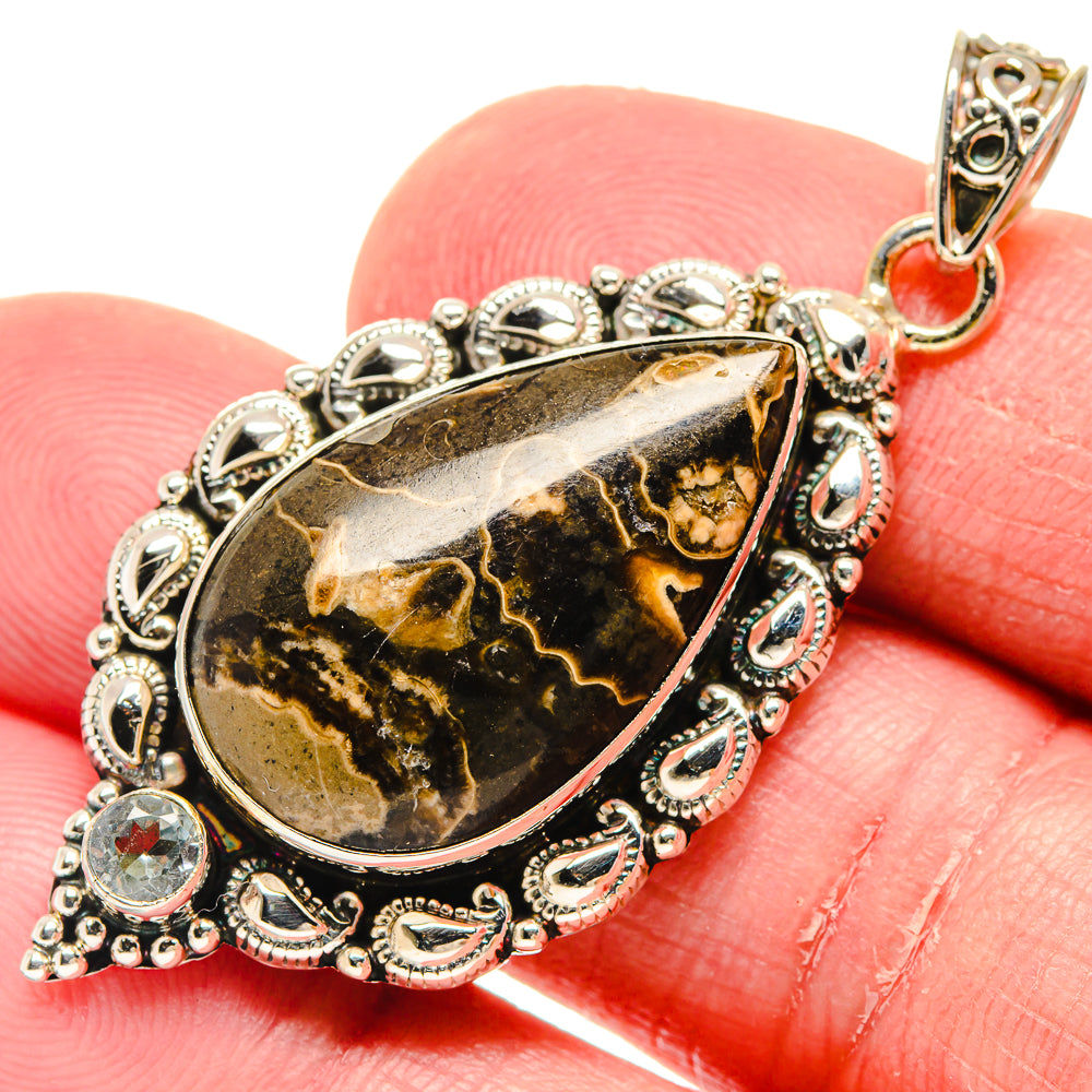 Turritella Agate Pendants handcrafted by Ana Silver Co - PD20013