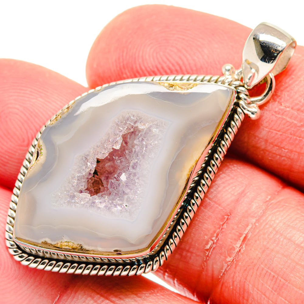 White Geode Slice Pendants handcrafted by Ana Silver Co - PD20014