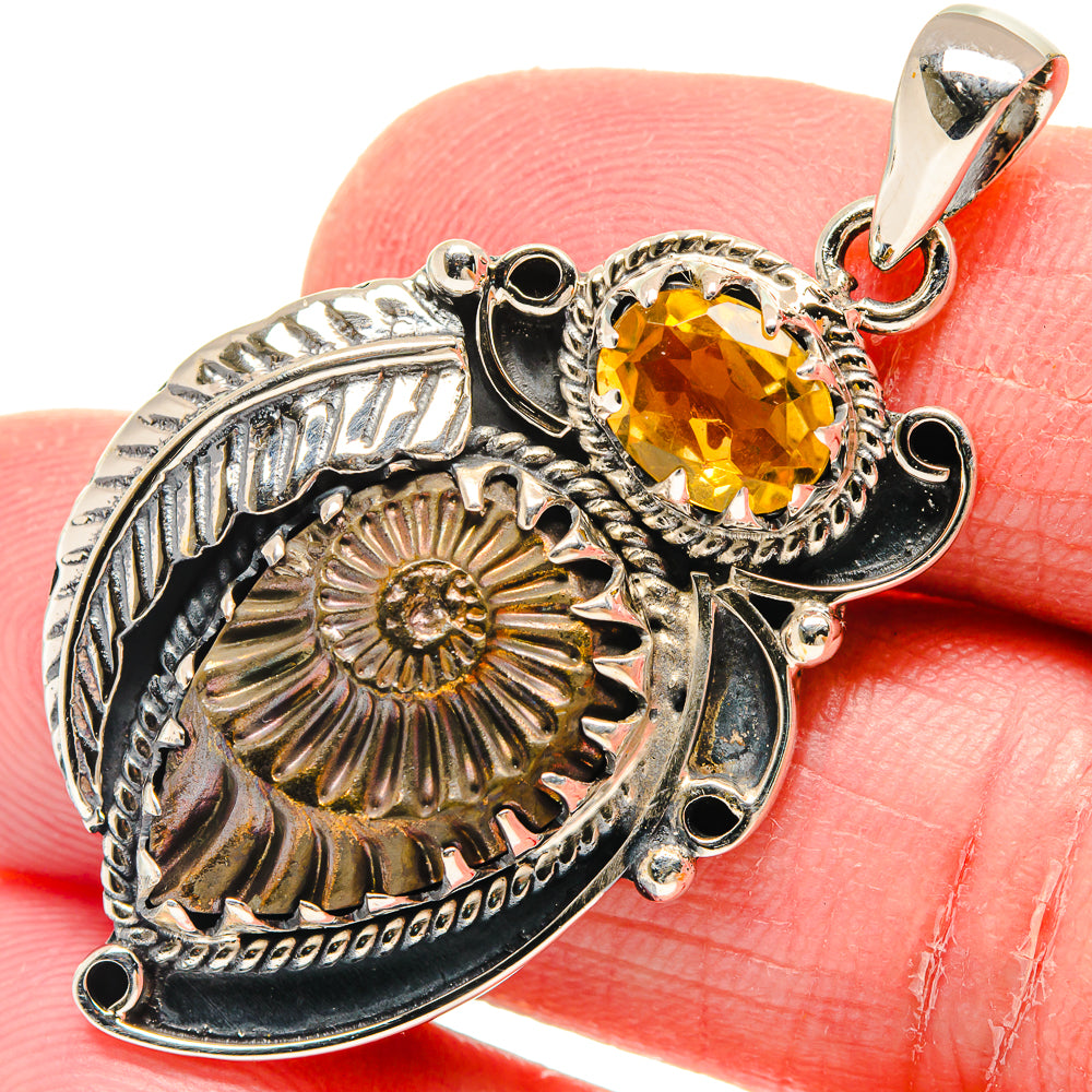 Pyrite Fossil Pendants handcrafted by Ana Silver Co - PD20044