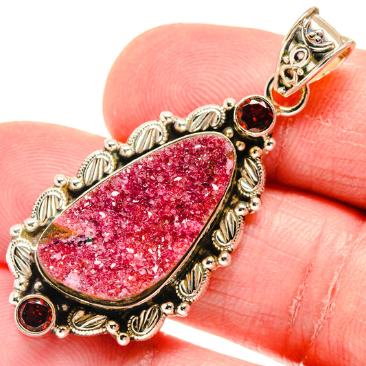Cobalto Calcite Druzy Pendants handcrafted by Ana Silver Co - PD20048