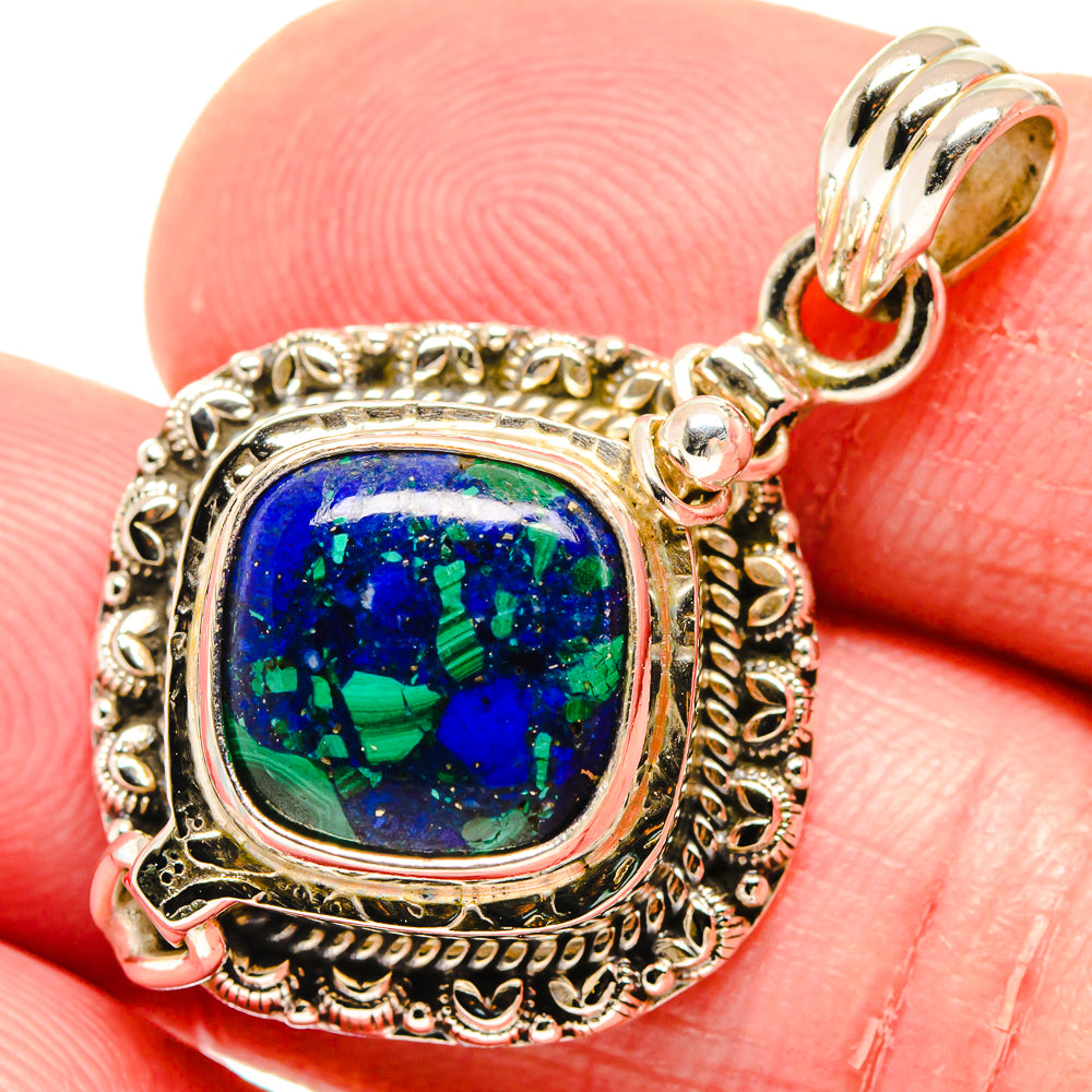 Malachite In Chrysocolla Pendants handcrafted by Ana Silver Co - PD20101