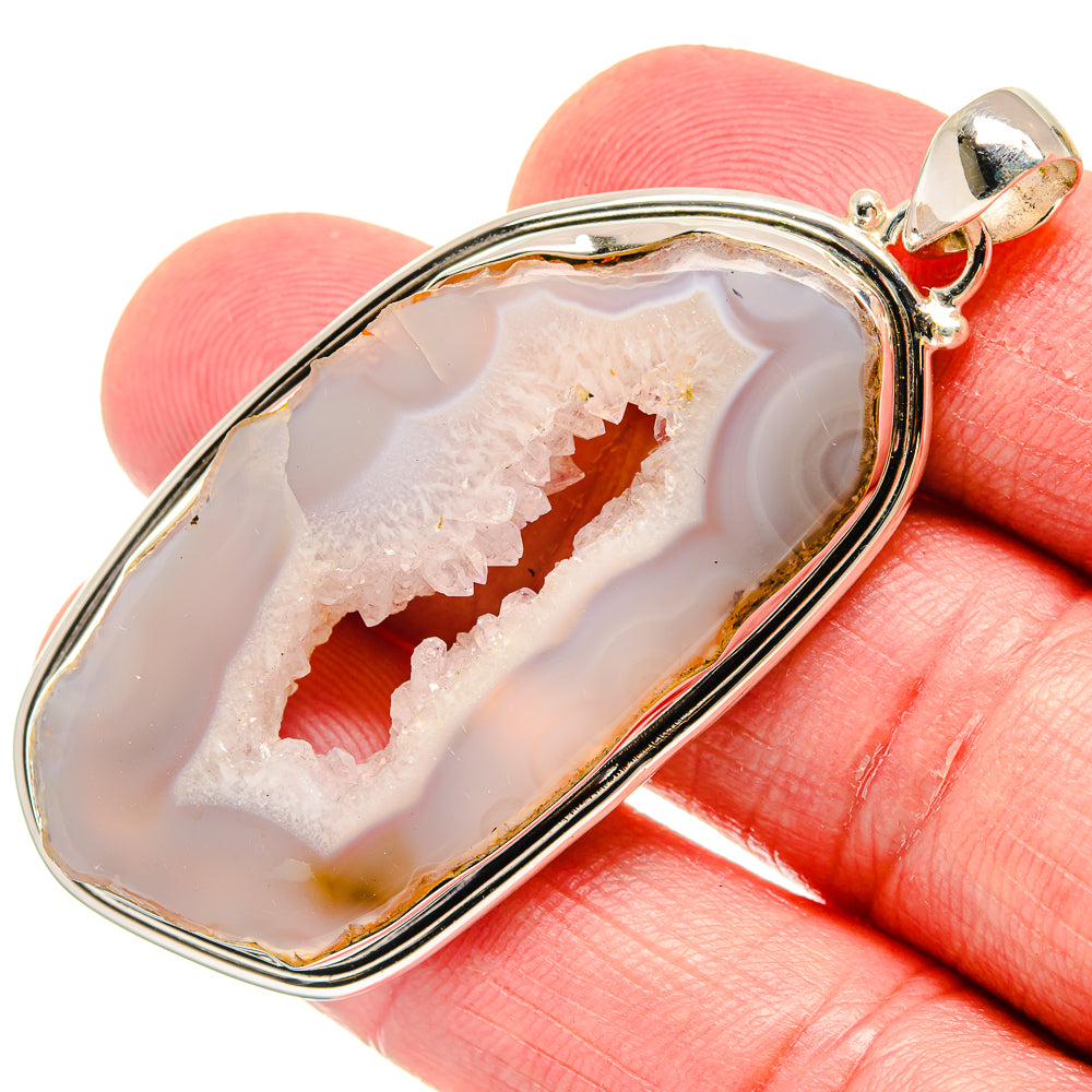 White Geode Slice Pendants handcrafted by Ana Silver Co - PD20135