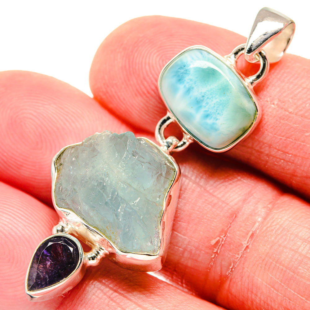 Aquamarine Pendants handcrafted by Ana Silver Co - PD20258