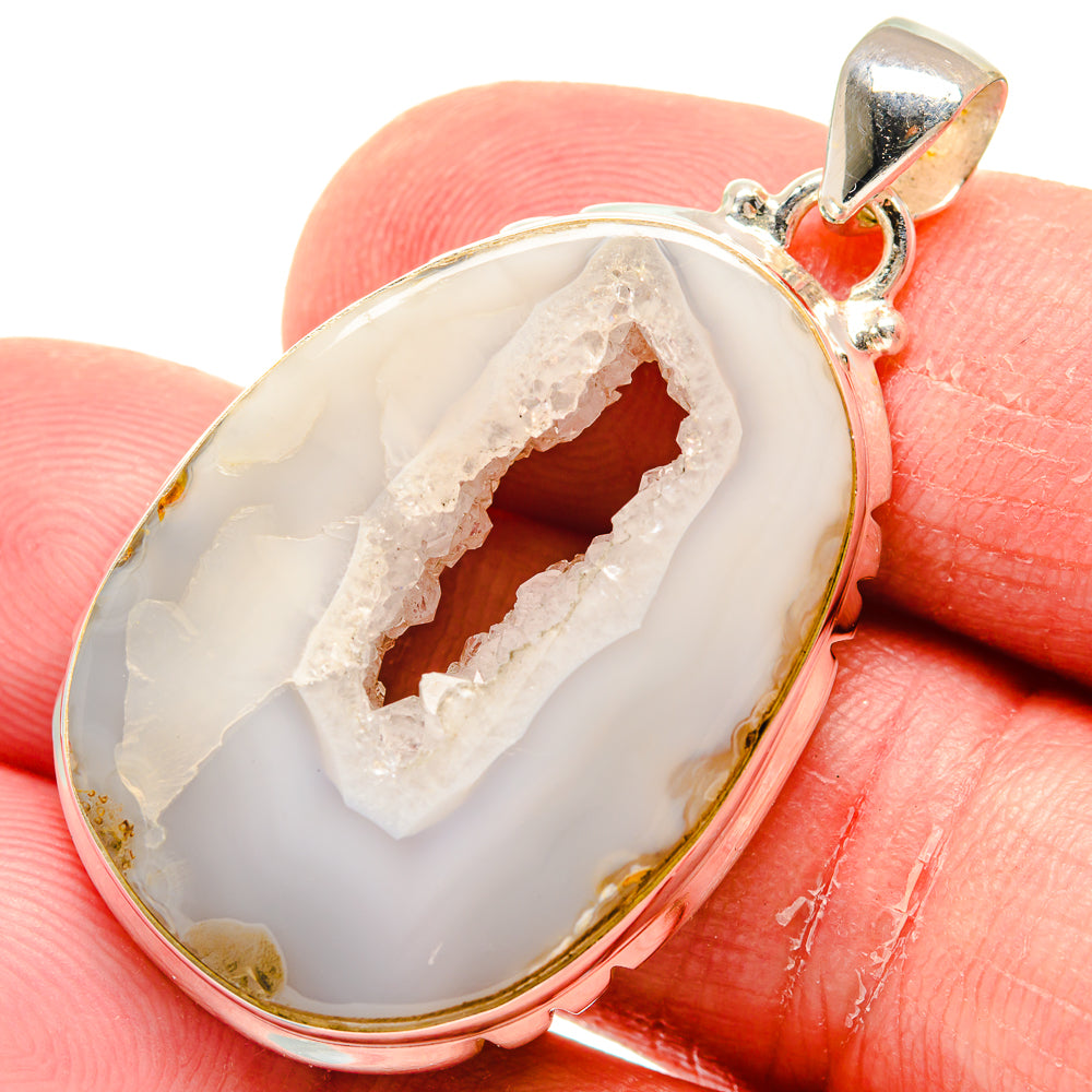 White Geode Slice Pendants handcrafted by Ana Silver Co - PD20299