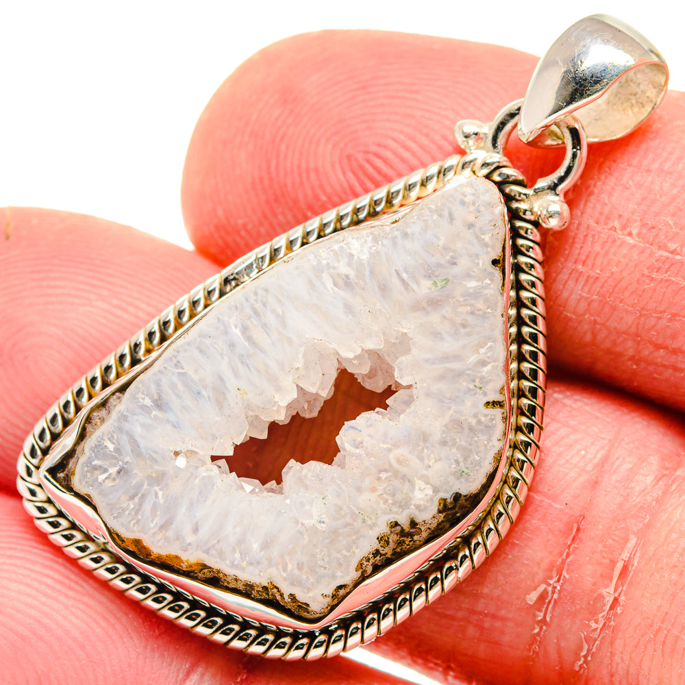 White Geode Slice Pendants handcrafted by Ana Silver Co - PD20302