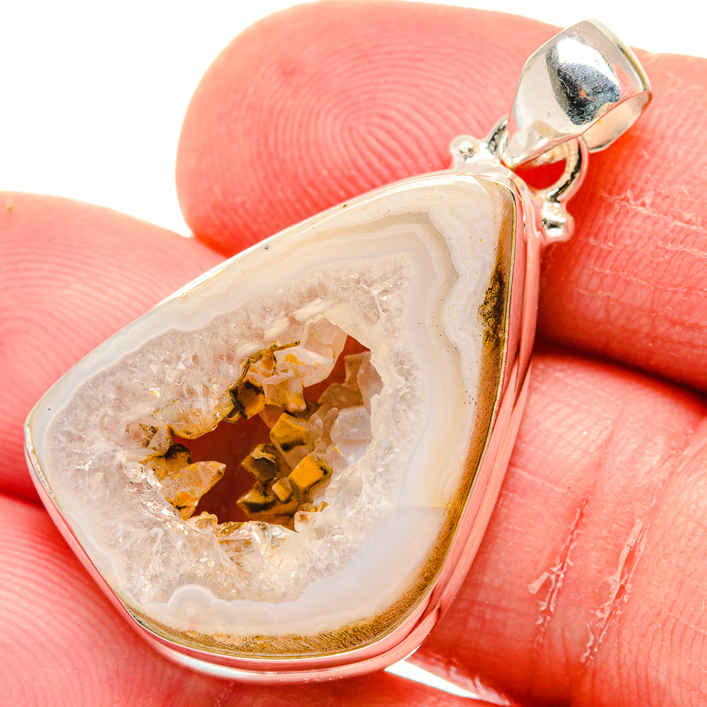 White Geode Slice Pendants handcrafted by Ana Silver Co - PD20303