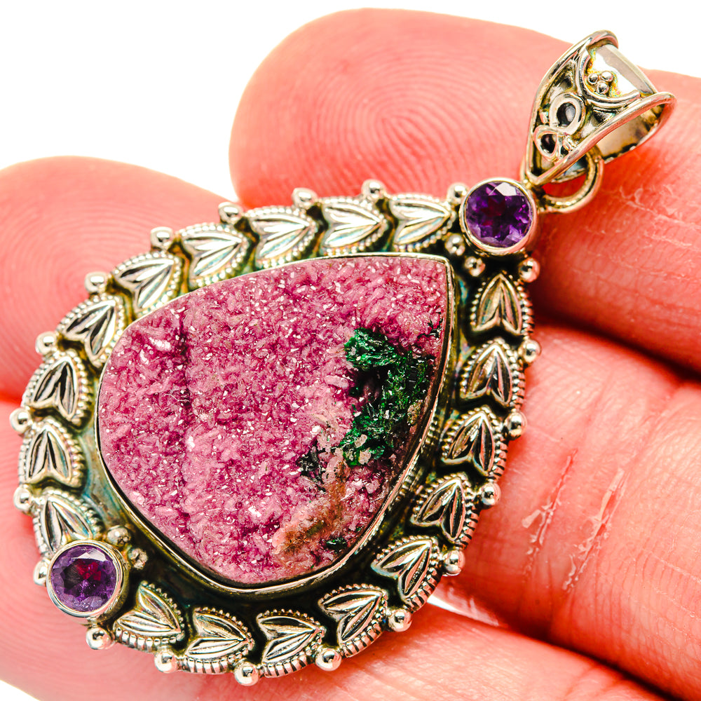 Cobalto Calcite Druzy Pendants handcrafted by Ana Silver Co - PD20304