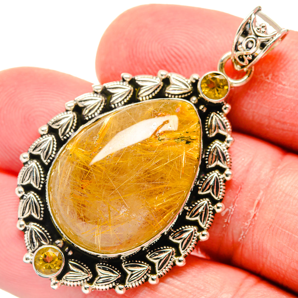Rutilated Quartz Pendants handcrafted by Ana Silver Co - PD20305