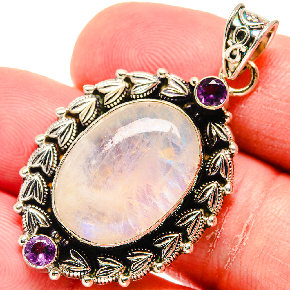 Rainbow Moonstone Pendants handcrafted by Ana Silver Co - PD20308