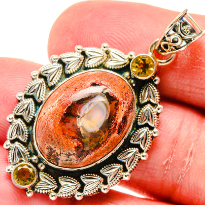 Mexican Fire Opal Pendants handcrafted by Ana Silver Co - PD20309