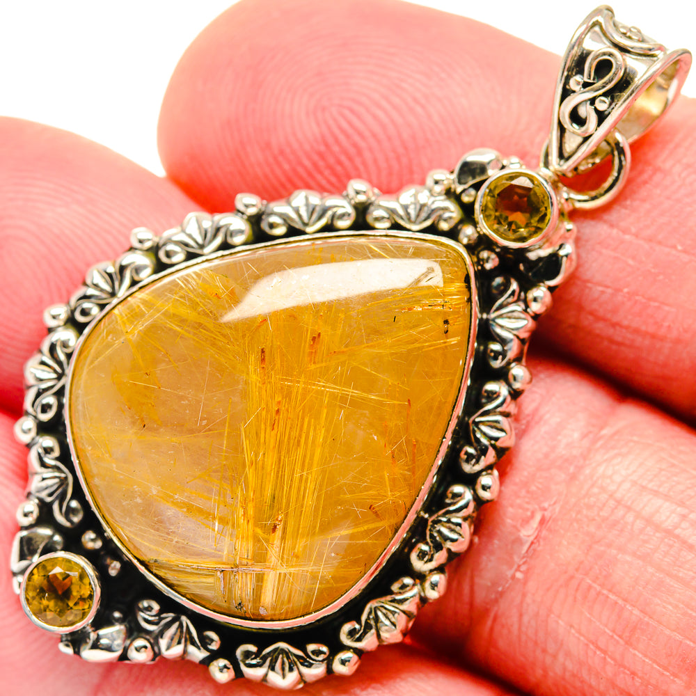 Rutilated Quartz Pendants handcrafted by Ana Silver Co - PD20374