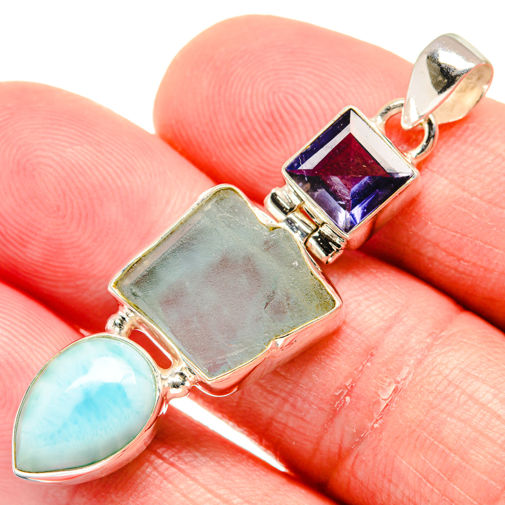 Aquamarine Pendants handcrafted by Ana Silver Co - PD20402