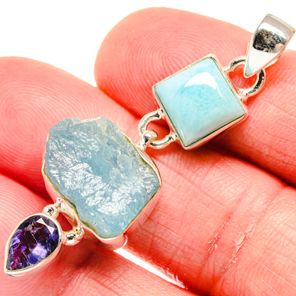 Aquamarine Pendants handcrafted by Ana Silver Co - PD20403