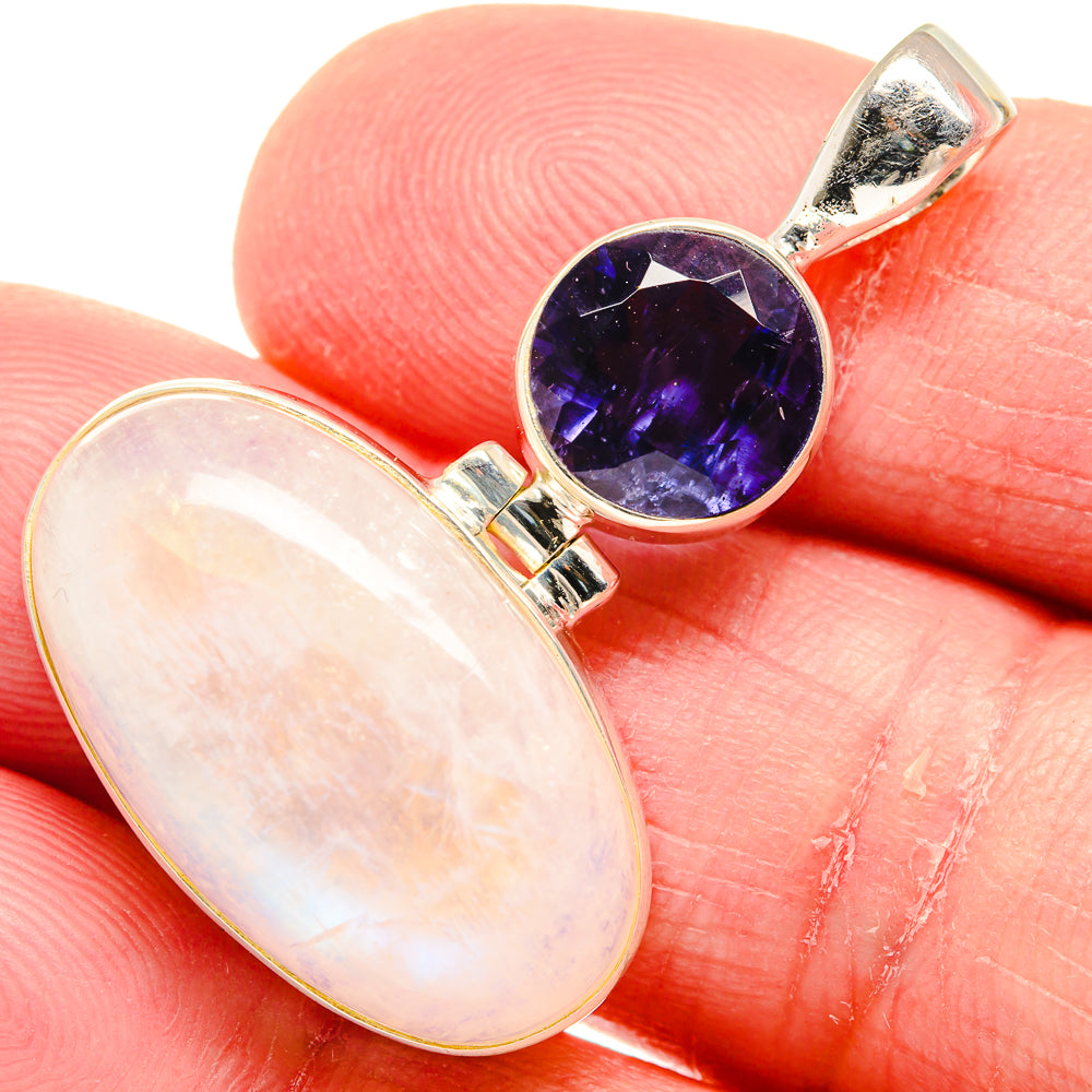 Rainbow Moonstone Pendants handcrafted by Ana Silver Co - PD20427